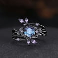 thumbnail image 1 of Hexagon Cut Alexandrite Ring&nbsp;in 14K Black Gold Vermeil- Alexandrite Engagement Ring For Women- Cluster Art Deco Bridal Ring- June Birthstone, 1 of 6