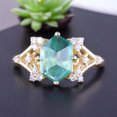 thumbnail image 1 of Hexagon Emerald Engagement Ring May Birthstone Promise Ring Diamond Bridal Wedding Jewelry Rose Gold Gift Ring, 1 of 4