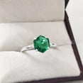 thumbnail image 1 of Hexagon Emerald Ring, 925 Sterling Silver, CZ Ring, Women Ring, Hydro Emerald Ring, May Birthstone, Christmas, Thanksgiving, Tiny Dainty Ring, Handmade, Statement Jewelry, Anniversary, 1 of 8