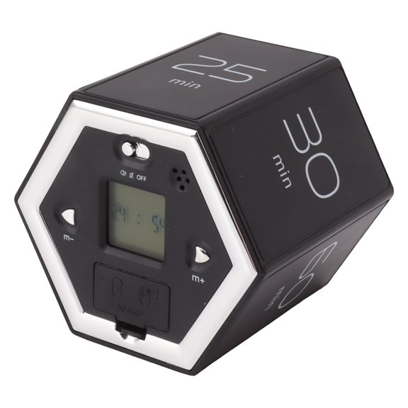 Hexagon Flip Cube Timer for Office Study Backing Mute Alarm Function Kitchen Digital Timer for Cooking Studying Working Black 3.0x2.6x2.6 in / 7.5x6.5x6.5 cm