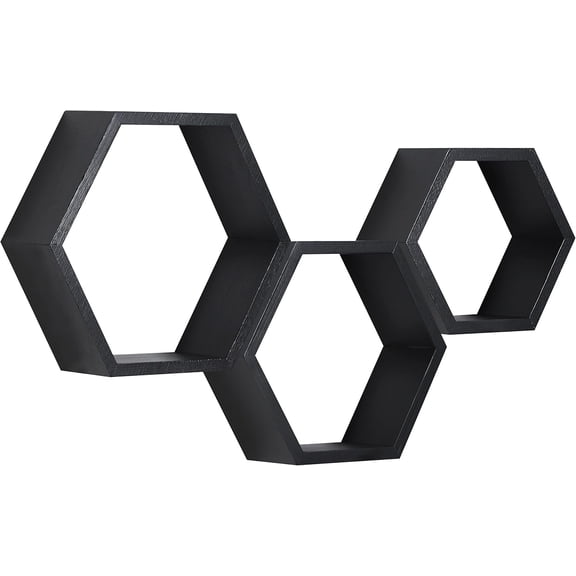 Hexagon Floating Shelves,Hycomb Shelf Set of ,Octagon Shelves Wall Mounted Hanging Storage Wood for Bathroom Kitchen Bedroom Living Room Office Home