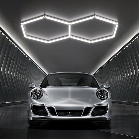 Hexagon Garage Lights 2 Grid 6500K Bright 88W 10560LM Honeycomb Hexagon Ceiling Light Fixture Hex Lighting for Garage Gym Basement Workshop Barbershop Warehouse Salon (2 Hex)