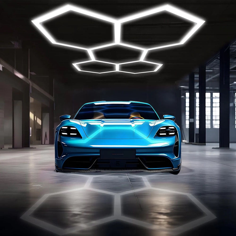 Hexagon Garage Lights 216W 25920 Lumens Honeycomb LED 5 Grid High Brightness, Easy Install