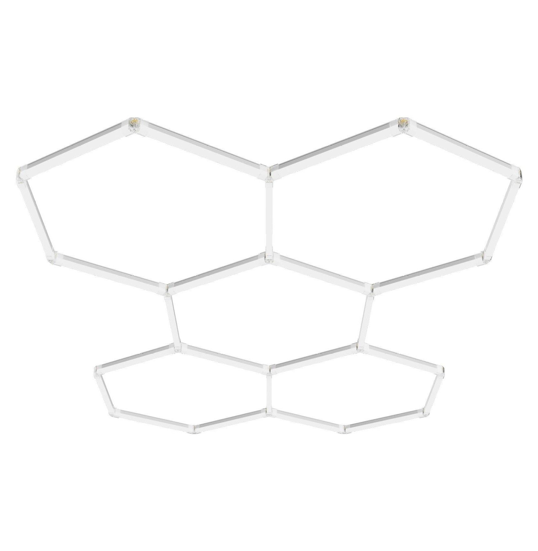 Hexagon Garage Lights 26400LM, 5-Panel LED Shop Ceiling Light, 6500K Daylight, DIY Modular Design, Honeycomb LED Fixture for Garage, Workshop, Basement