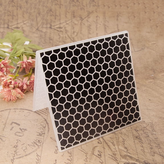 Hexagon Honeycomb 3D Embossing Folder, Ouginx 5.9x5.9 inch 3D Textured Plate Templates for Card Making Scrapbooking Paper Craft Tool