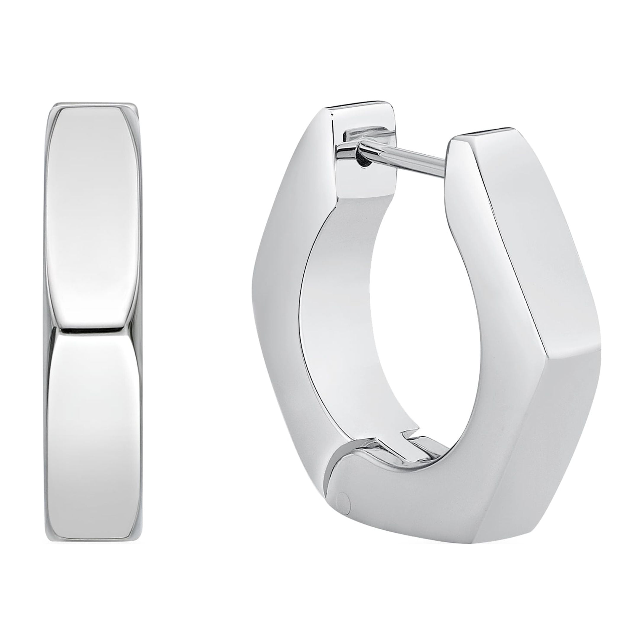 Hexagon Hoop Earrings for Men in Stainless Steel with Yellow Gold Ion Plating 4 mm Wide Hinged Hoop by Metro Jewelry Walmart