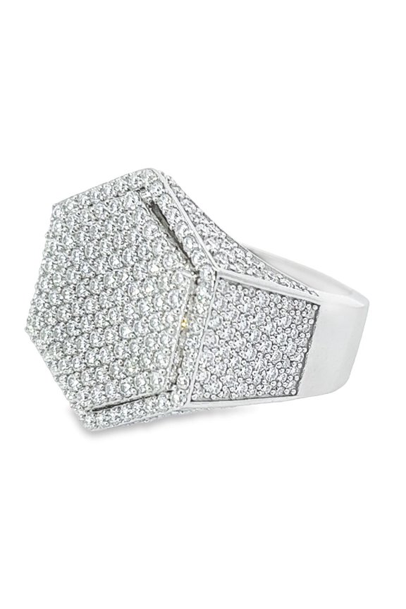 Hexagon Iced Out VVS Moissanite Ring .925 Sterling Silver