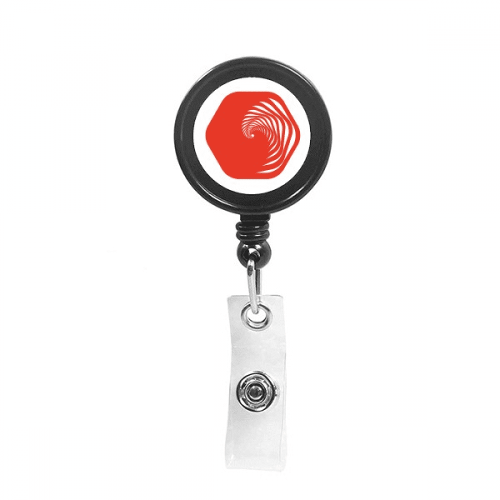 Hexagon Infinite Circular Line Retractable Keychain Badge Holder ID Badge