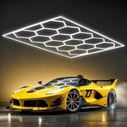 Hexagon LED Garage Lights, 108000LM Super Bright 14 Hex Honeycomb Car Detailing Ceiling LED Shop Light for Workshop Warehouse Gym Basement Wash Room