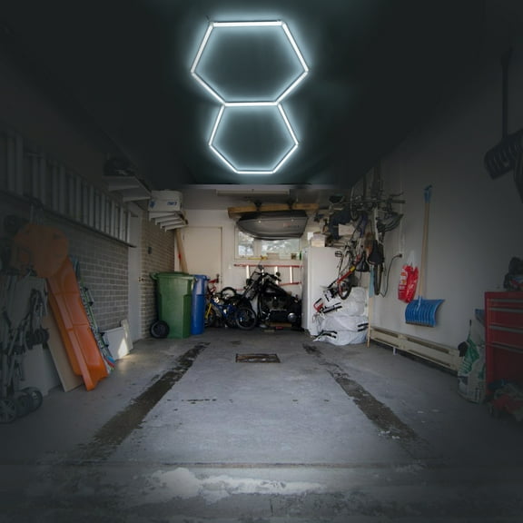 Hexagon LED Garage Lights 2 Grid Honeycomb Light 6500K for Workshop Retail US