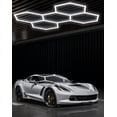 thumbnail image 1 of Hexagon LED Garage Lights, 6500K High Brightness 144W 17280LM, Ceiling LED Shop Lights for Garage, Workshop, Basement, Warehouse, Auto Beauty Shop, Gym - 5 Grids, 24 Packs, White, 1 of 5