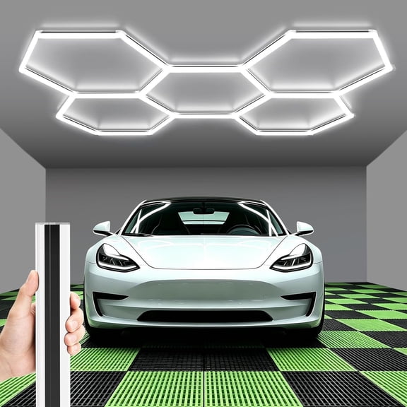 Hexagon LED Garage Lights, Super Bright 5 Grids 2026 1.2-inch Size, Ceiling Hex LED Shop Lighting for Garage, Detailing, Gym, Workshop, Warehouse, Basement