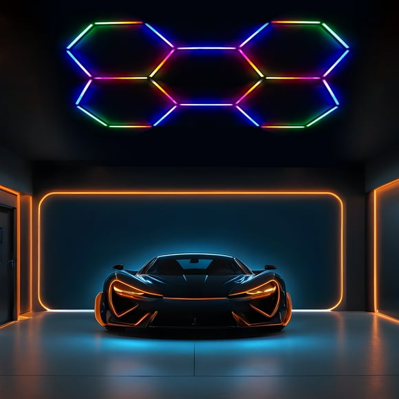 Hexagon LED Lighting Car Detail Workshop Retail Light Honeycomb Hex RGB US