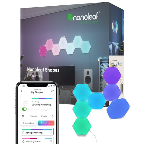 Nanoleaf Hexagons Smart LED Light Panels Smarter Kit 7 Panels