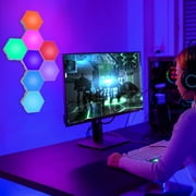 Hexagon Lights, iNova RGB LED Wall Lights, App Remote Line Control Timing Decorative Lights for Game Room Decor, Party 8pcs