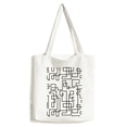 thumbnail image 1 of Hexagon Line Art Grain Illustration Pattern Tote Canvas Bag Shopping Satchel Casual Handbag, 1 of 3