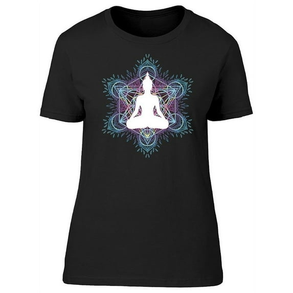 Hexagon Mandala Buddha Shape T-Shirt Women -Image by Shutterstock, Female Large