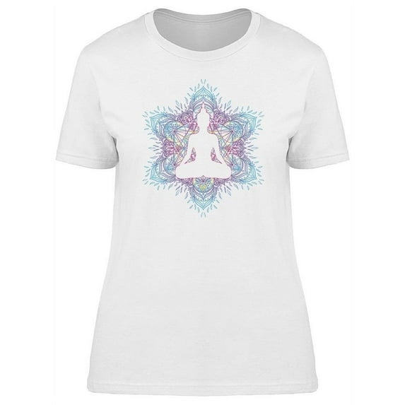 Hexagon Mandala Buddha Shape T-Shirt Women -Image by Shutterstock, Female Small