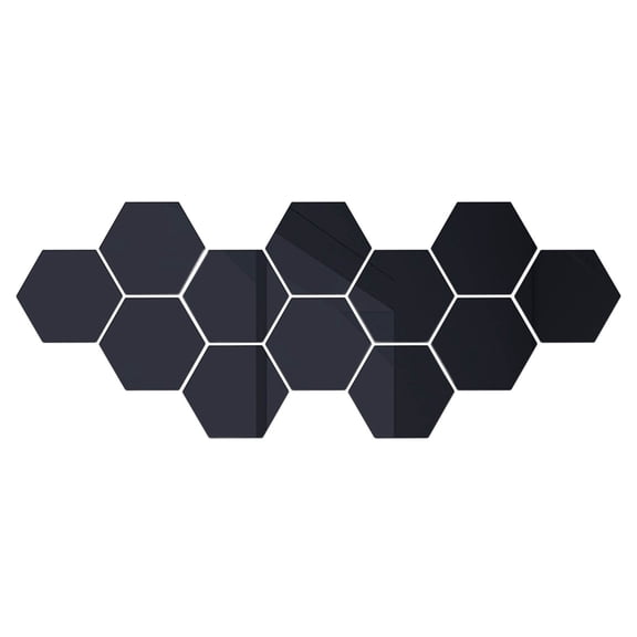 Hexagon Mirror Environmental Protection Acrylic Wall Sticker Background Wall Decoration Mirror Sticker, 4×4.6 cm, Black