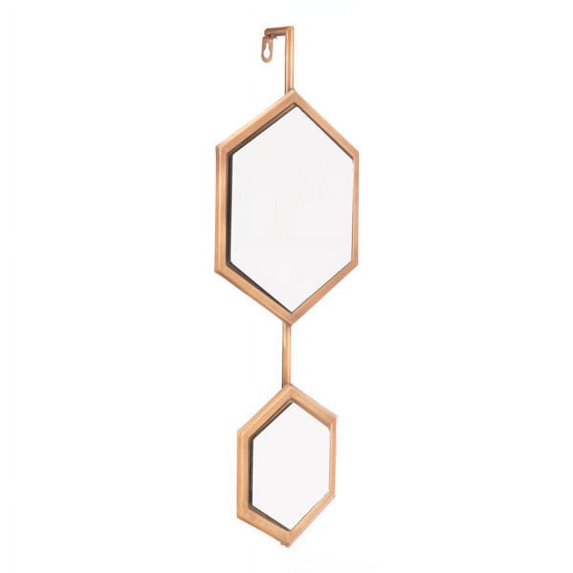 HomeRoots Decor 9.1-inch X 1.6-inch X 22.8-inch Gold Hexagon Mirror