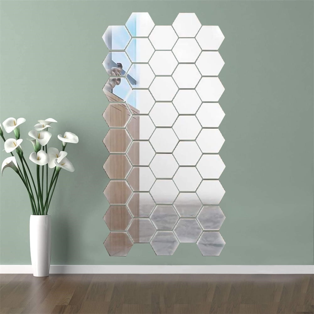 Hexagon Mirror Wall Sticker,Removable Acrylic Mirror Wall Stickers for