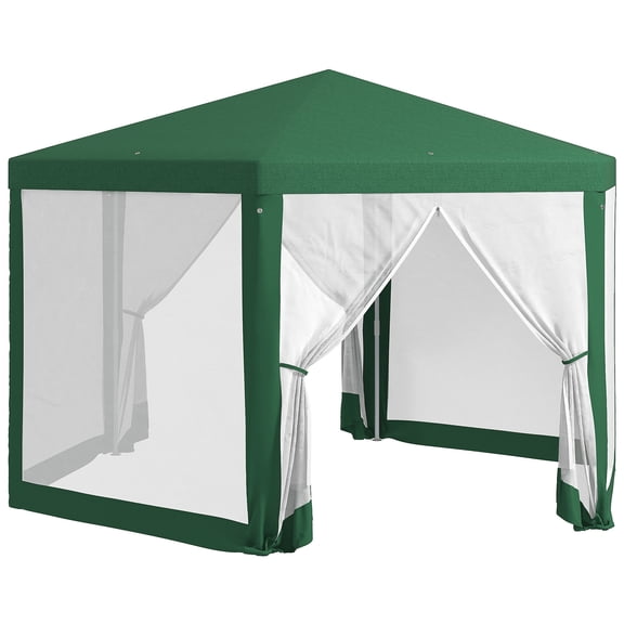 Hexagon Outdoor Party Tent 13x11 ft, Large Sun Shade Canopy with Mesh Screen Sidewalls, Green Steel Frame for Backyard Camping Events