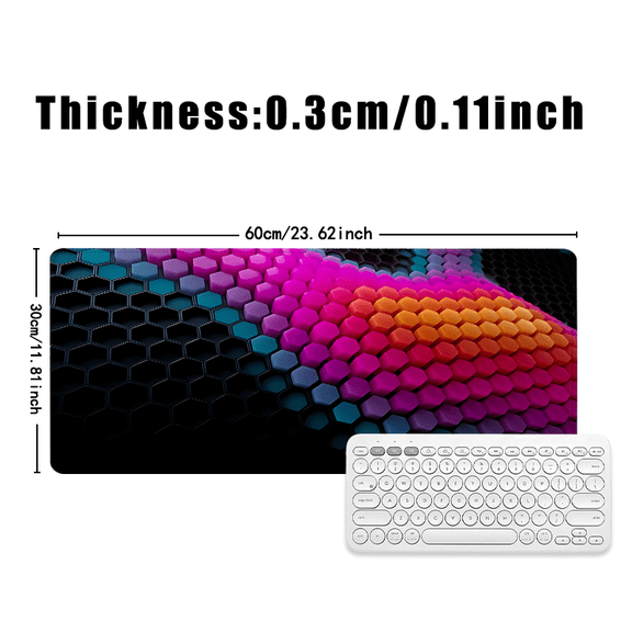 Hexagon Pattern Mouse Pad 31.5 x 11.82 Inches Rubber Surface for Office Desk and Gaming Setup