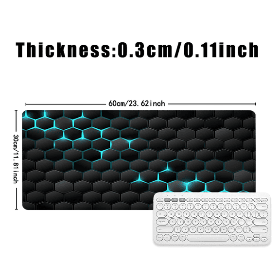 Hexagon Pattern Mouse Pad 31.5 x 11.82 Inches Rubber Surface for Office Desk and Gaming Setup