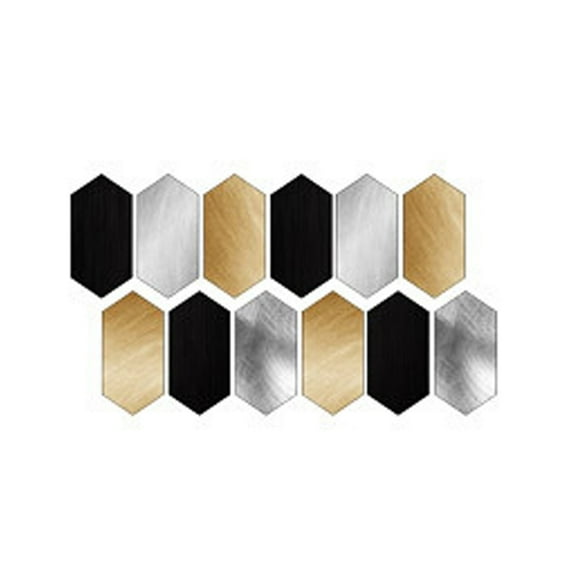 Hexagon Peel and Stick Backsplash 12-Sheet Self Adhesive Kitchen Backsplash Stick on Tiles Waterproof Wall Tiles Decorative for Bathroom Shower Furniture Camper Car Black 4"x8"