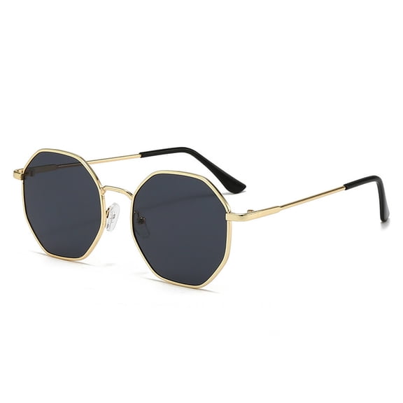 Hexagon Polarized Sunglasses for Women Men Vintage Octagon Metal Frame Sunglasses Retro Polygon Sun Glasses UV Protection Fashion Large Frame Shades for Driving Travel Outdoor