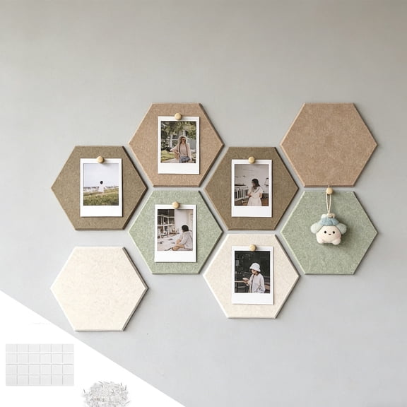 Hexagon Polyester Fabric Wall Tiles No Drill Adhesive Acoustic Absorbing Panels For Photo Display Home Decor 8 Pack