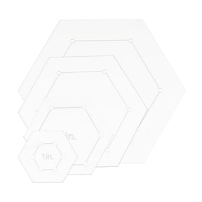 Hexagon Quilting Template Set, 1 Inch 2 Inch 3 Inch 4 Inch Acrylic Template for Quilting with Reserved Seam Margin, Clear Templates for DIY Sewing Crafts