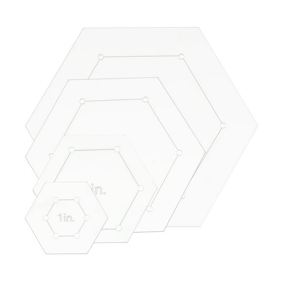 Hexagon Quilting Template Set, 1 Inch 2 Inch 3 Inch 4 Inch Acrylic Template for Quilting with Reserved Seam Margin, Clear Templates for DIY Sewing Crafts