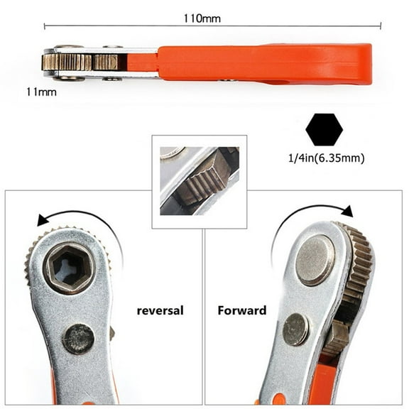 Hexagon Ratchet Spanner 1/4In Quick Release Household Repair Wrench Screwdriver