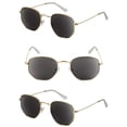 thumbnail image 1 of Hexagon Reading Sunglasses for Men & Women - Full Lens UV400 Outdoor Readers - Stylish Retro Frame Design (3 Pack) - Gold - 1.50, 1 of 9