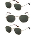 thumbnail image 1 of Hexagon Reading Sunglasses for Men & Women - Full Lens UV400 Outdoor Readers - Stylish Retro Frame Design (3 Pack) - Gold/Green Lens - 1.50, 1 of 9
