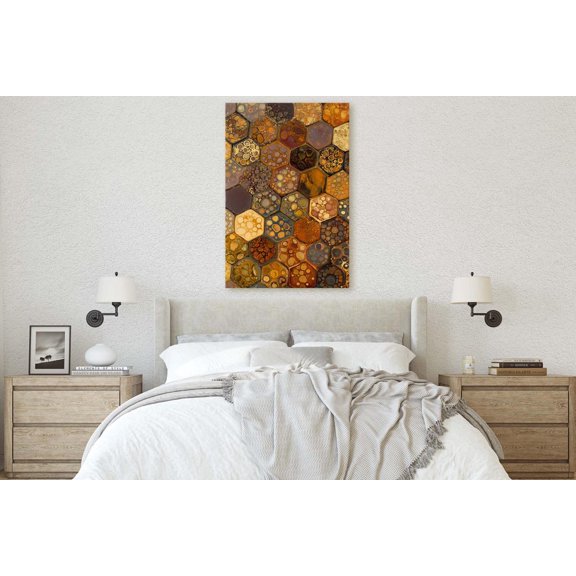 Hexagon Resin Pour Pattern Modern Accent Portrait Decor Unframed Paper Print