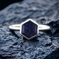 thumbnail image 1 of Hexagon Sandstone Anniversary Ring Bezel Set Solitaire Ring Delicate Women Stacking Ring Galaxy Gemstone Bridal Ring&nbsp;, 1 of 2