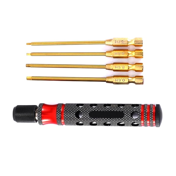 Hexagon Screwdriver Set 1.5, 2.0, 2.5, 3.0mm Quick Change Hex Key, Hex Wrench Tool for RC Cars, Crawlers, Boats,Red,1 * Hexagon Screwdriver,Red