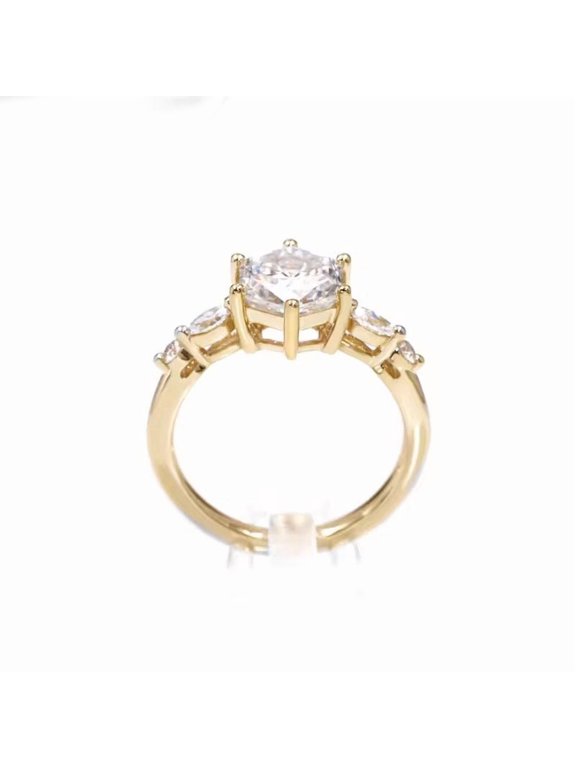 Hexagon Shape Lab-Created Moissanite & Diamond Engagement Ring in 925 Sterling Silver – Elegant and Modern Jewelry for Women
