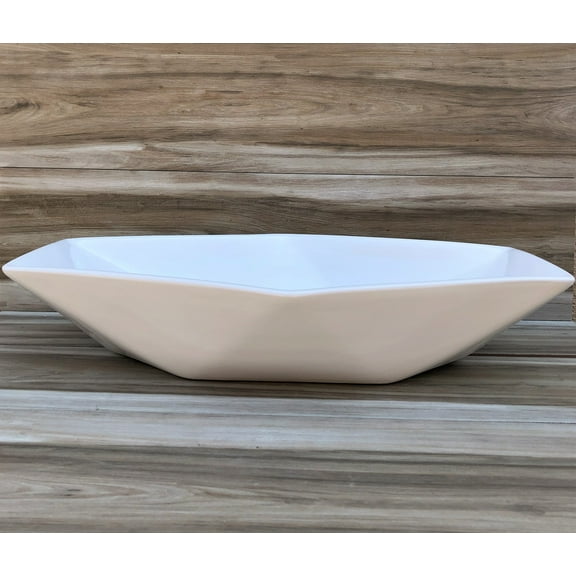 Hexagon Shape Vessel Sink | White Elongated Countertop Washbasin |  Chloris Specialty Basin