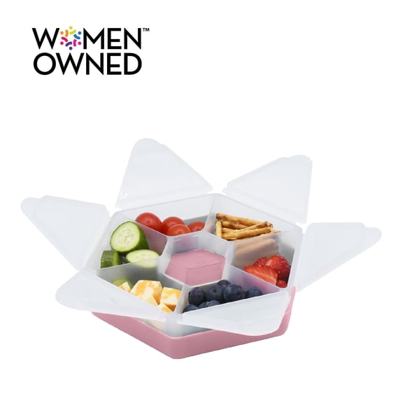 Melii Hexagon Snackle Box, 6 Compartment Snack Container, Berry