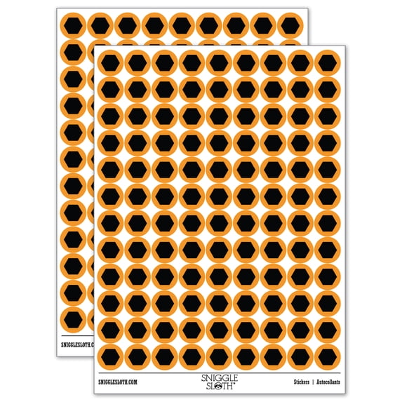 Hexagon Solid 200+ Round Stickers - Orange - Gloss Finish - 0.50" Size