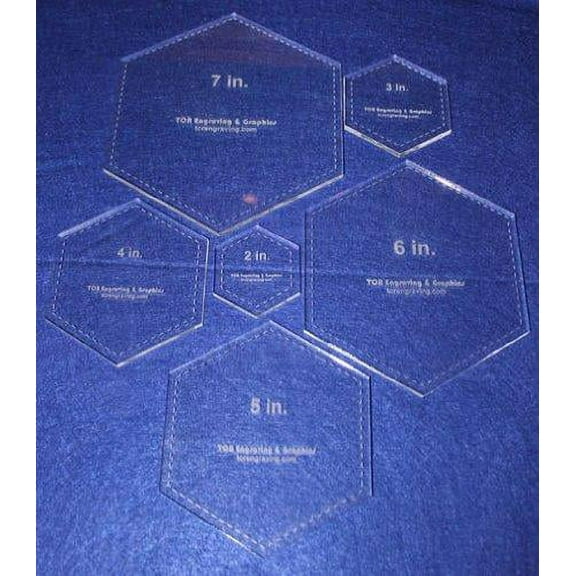 Hexagon Templates. 2, 3, 4, 5, 6, 7 Inches - Clear 1/4"
