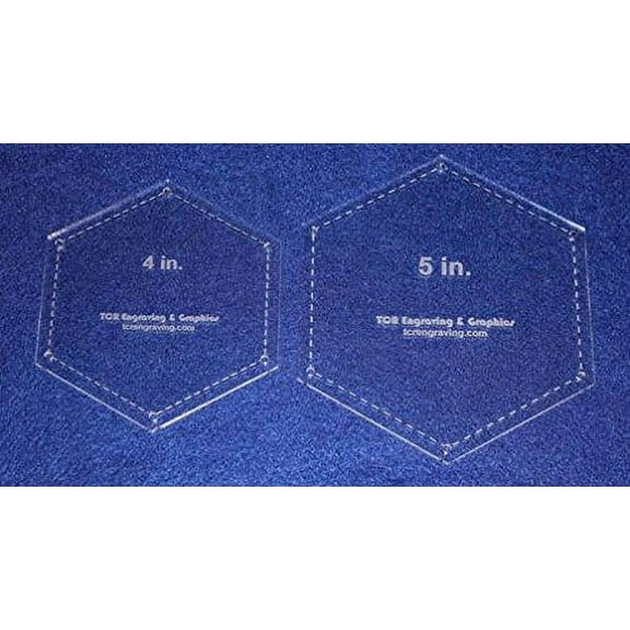 Hexagon Templates. 4", 5" - Clear W/guide Line Holes 1/8"