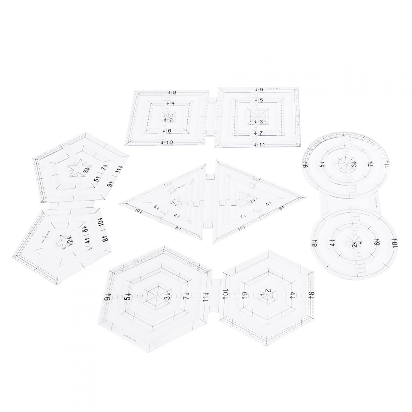 Hexagon Trim Tool, Quilting Ruler Set With Clear Scale And Transparent ...