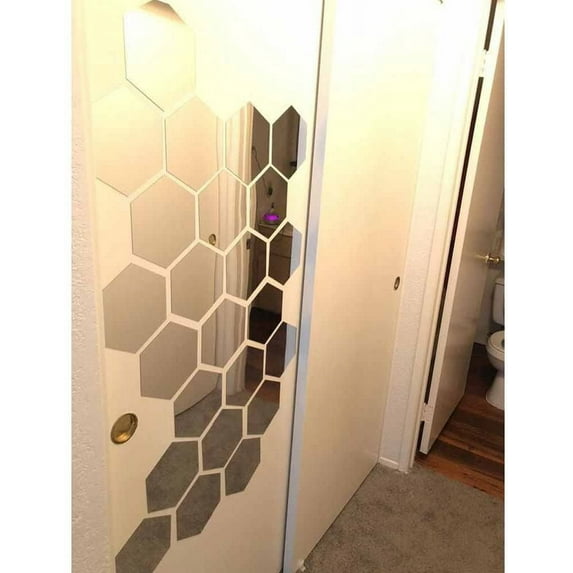 Hexagon Wall Decals, Mirror Wall Stickers,15 PCS Large Removable Acrylic Mirror Wall Stickers Non Glass Mirror 3D Wall Decor Plastic Mirror Tiles Self Adhesive Tiles for Home Living Room Bedroom D?cor