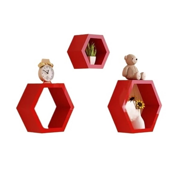 Hexagon Wall Shelves, 3-Piece Honeycomb Floating Shelves for Decor and Storage