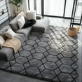 thumbnail image 1 of Pentantan 8ft x 10ft Shag Area Rugs for Living Room, Modern Geometric Fluffy Bedroom Carpet, Black & Gray, 1 of 9