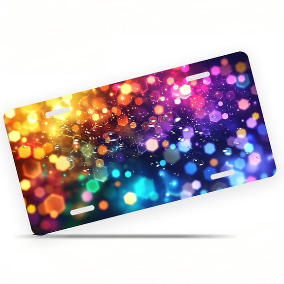 Hexagonal Bokeh Blur Funny Personalized License Plate Rust-proof Stainless Steel Metal License Plate Suitable For Men And Women 12.2" x 6.2"